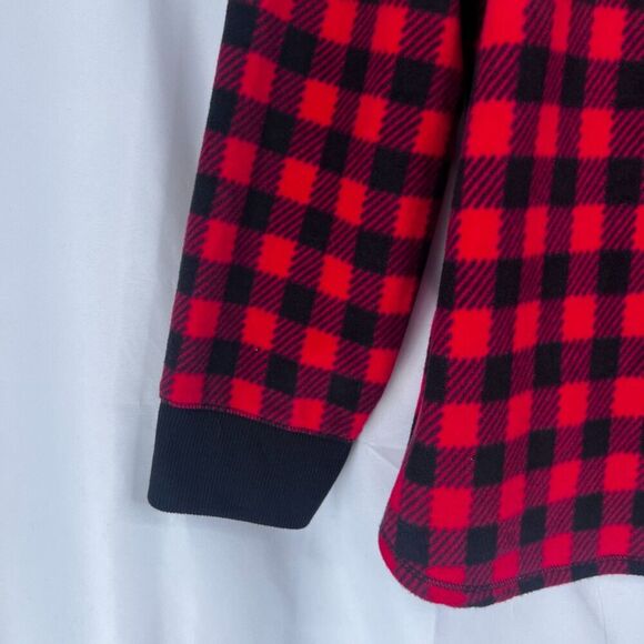 Jaclyn Intimates Red Black Buffalo Plaid Fleece Button Vneck Sleep Top Size 2X - Picture 5 of 9